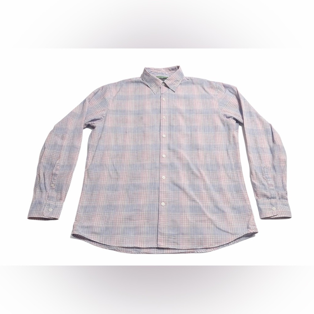 Claiborne Premium Fit Mens Large Plaid Button Down Shirt Cotton Long Sleeve